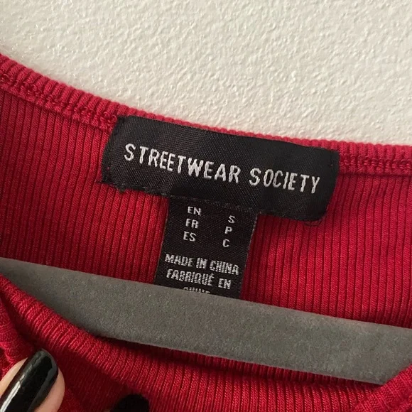 Streetwear Society Red Long Sleeve Bodysuit - Picture 2 of 3